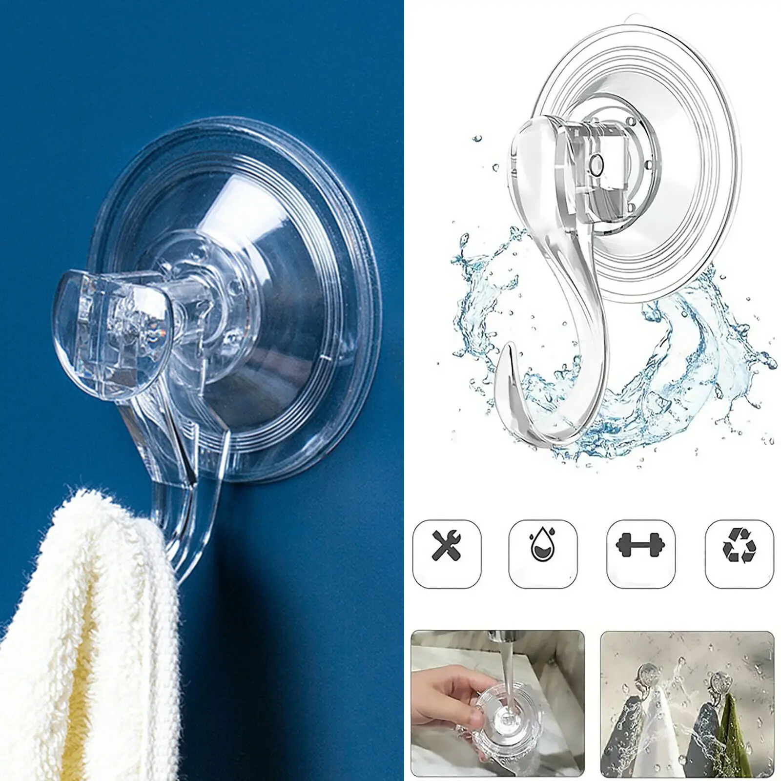 

1/2Pcs Suction Cup Hooks Household Large Clear Heavy Duty Suction Cup Hooks Wreath Hangers For Shower Window Towel Door Hook