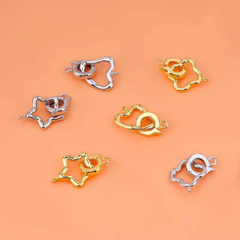 

_ Серебряный четырехлистный клевер, звезда, сердце, соединительная застежка, сделай сам, бисерный материал, ювелирные аксессуары