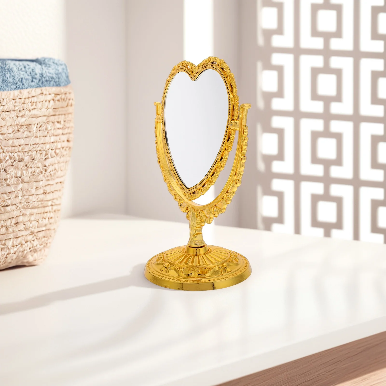 

Heart Shaped Vintage Makeup Mirror Cute Vanity Mirror for Girls Bedroom Bathroom Table Decor Heart Shaped