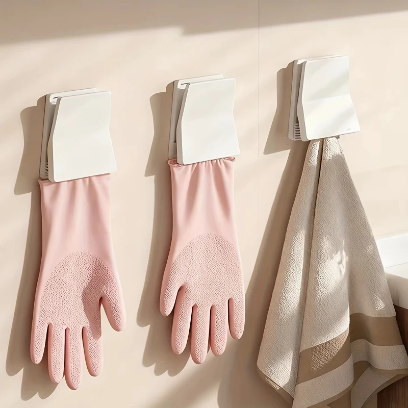 2pcs Kitchen Glove Holder Dishwashing Gloves Hook Rag Towel Clip Household Cleaning Hanger Rack Accessories Toothpaste Clip