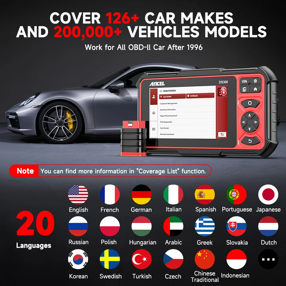 Ancel DS300 Professional Car Diagnostic Tools OBD2 All System Car Injector Coding Reset Diagnose Tool OBD2 Automotive Scanner view 2