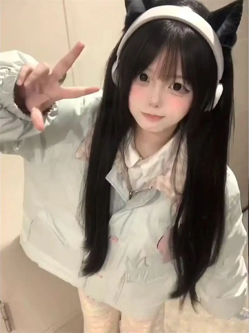 

Sweet School Sle Plaid Double-Sided Wear Cotton Jaet Loose Bread Sle Student Winter Outerwear Versatile Casual Coat