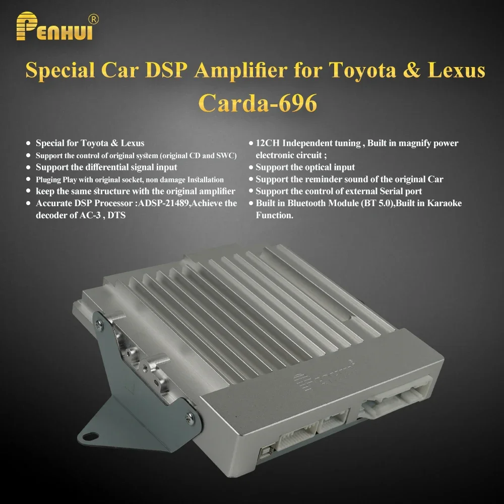 64W X 12 CH Car DSP  Amplifier for Toyota & Lexus  Cars Audio Upgrade System Karaoke Modules  5.1 CH Surrounded Music AC-3 DTS
