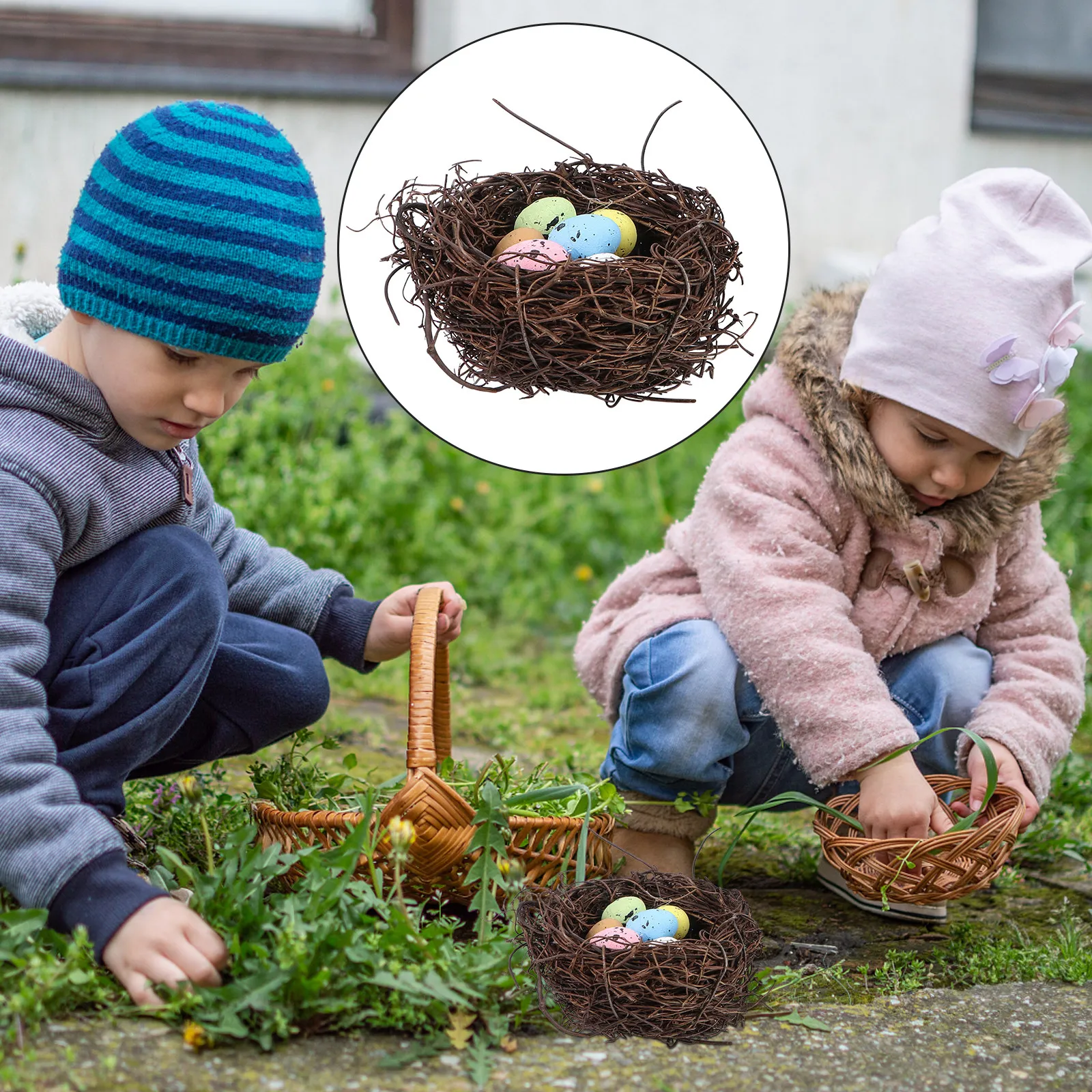Lighting Home Decor Items - 2Pcs Easter Simulation Eggs Nest Set