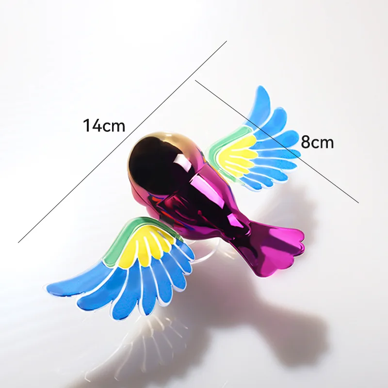 [Movable Wings] 3D Three-dimensional Decoration of Accompanying Birds, Car Rearview Mirror, Wind Power-free Creative Decoration