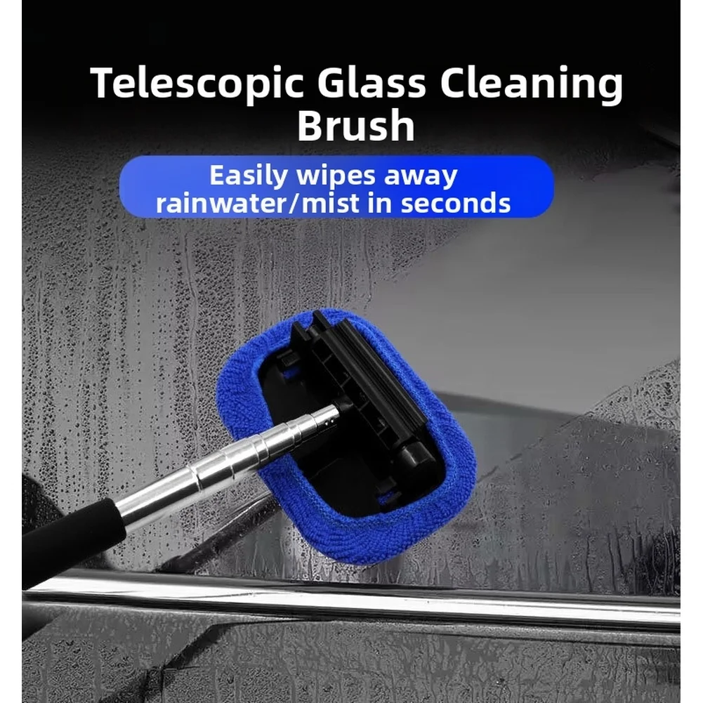 Telescopic Window Brush for Vehicles with Removable Microfiber Cover Designed for Quick Fog and For Rain Clearance