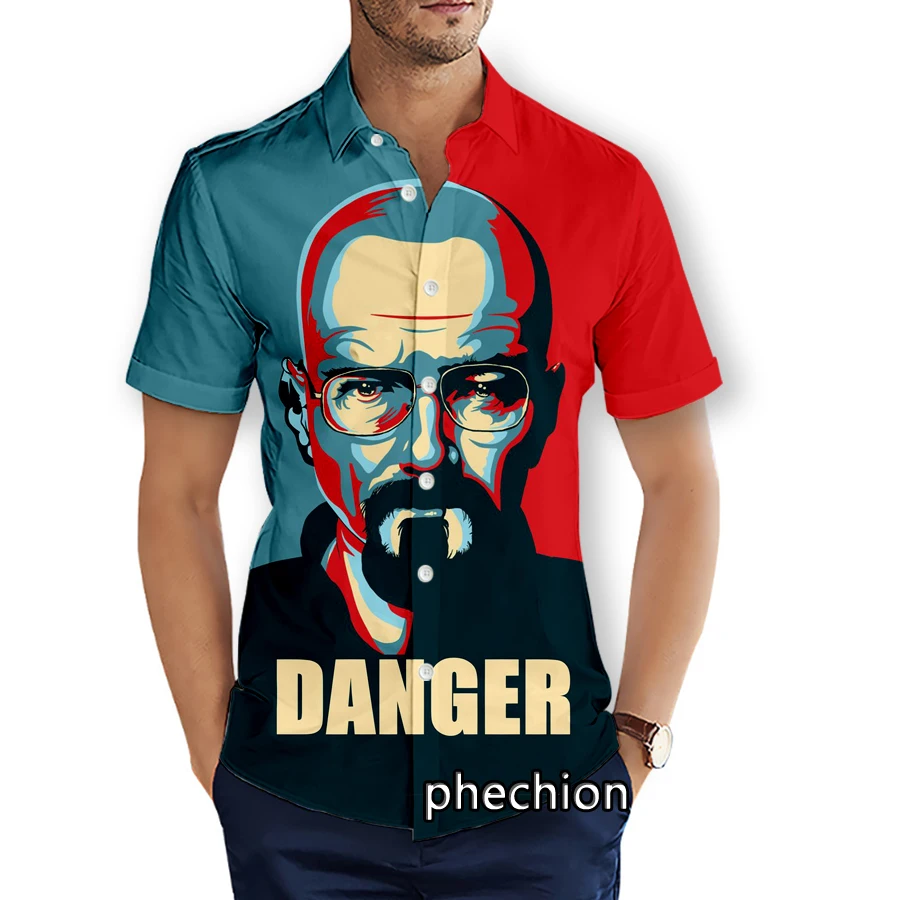 

phechion Summer Mens Short Sleeve Beach Shirts Breaking Bad 3D Printed Casual Shirts Fashion Streetwear Men Tops X39