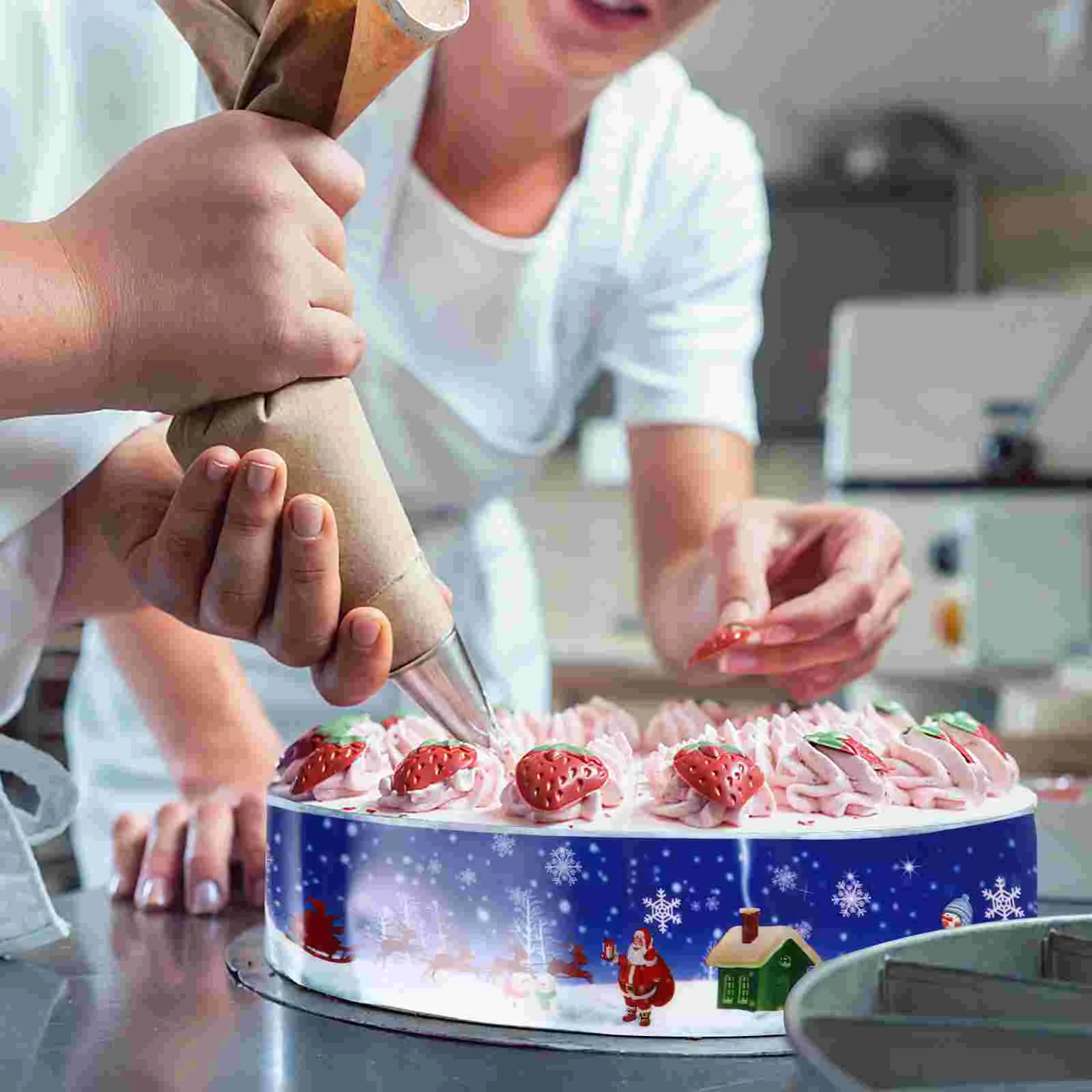 3 Rolls Cake Christmas Border Wrappers Packaging Surrounding Edge Accessory Cupcake Collar Wrapping Tool Mousse Packing Decor