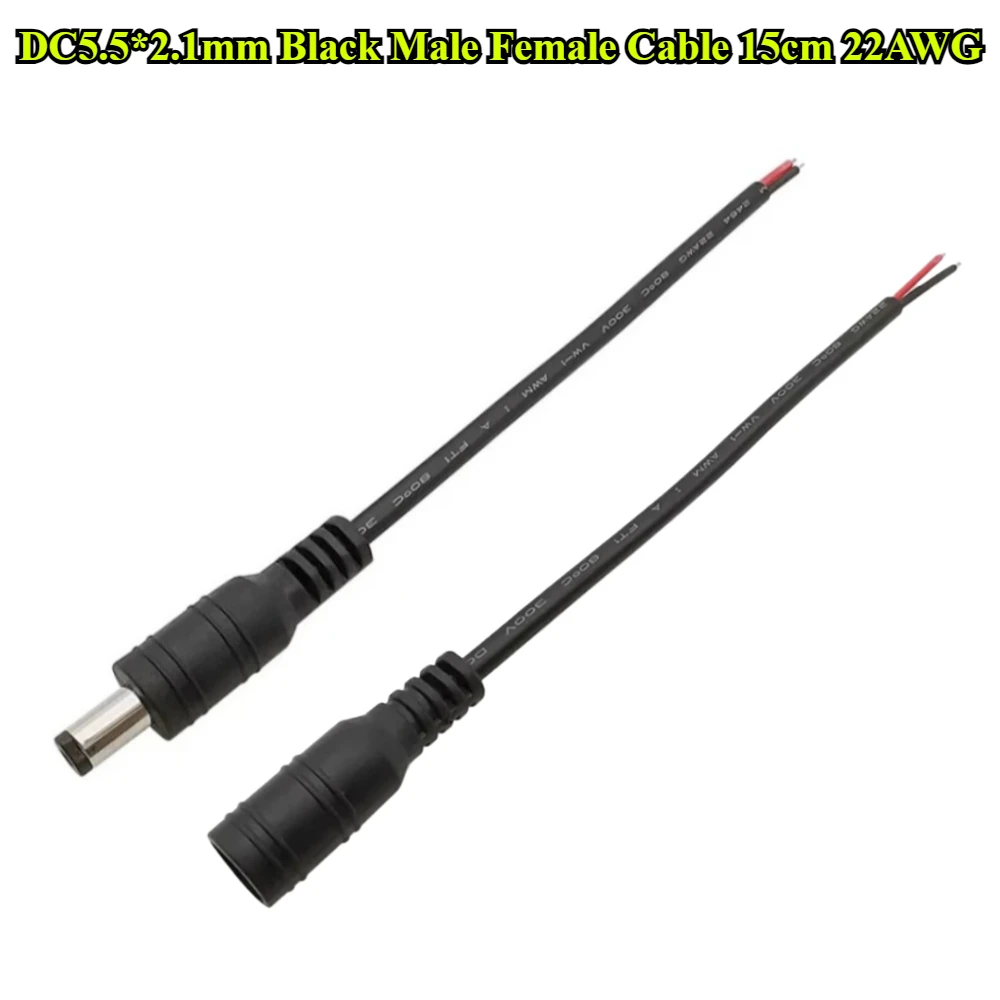 

22AWG DC Connector 5.5x2.1mm Male/Female Power Cable Jack 15cm 5-12V Power Adapter Extension Wire For LED Strip Light CCTV