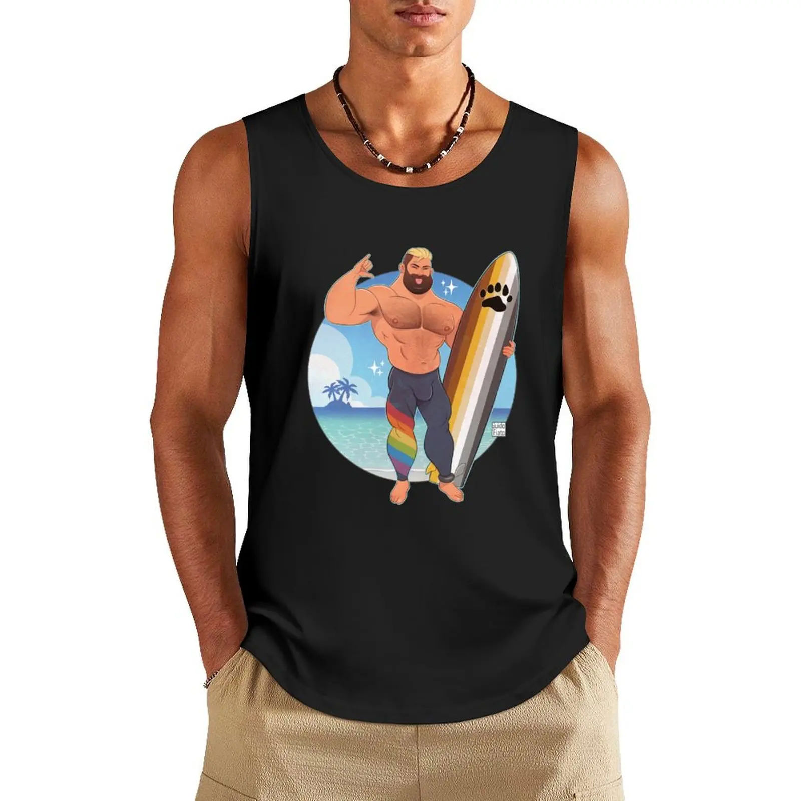 

Surfer Bear Tank Top Man gym clothes t-shirt for man