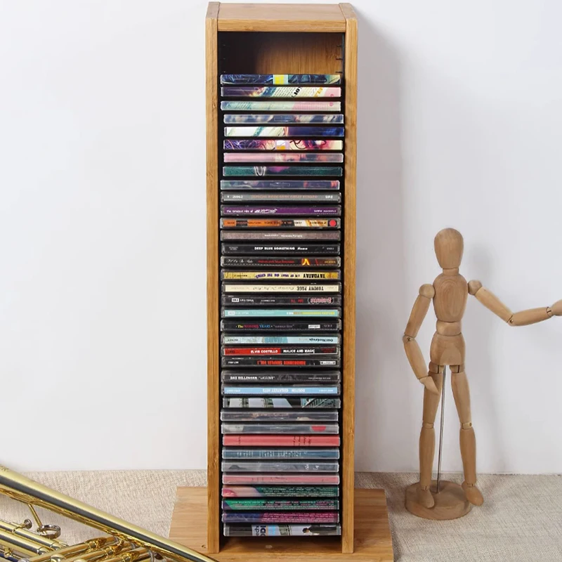 Radio Display Cd Organizer Rack Music Minicadena Portable Holder Retro Capacity CD Rack Rotatable Stojak Na Cd Luxury Furnitures