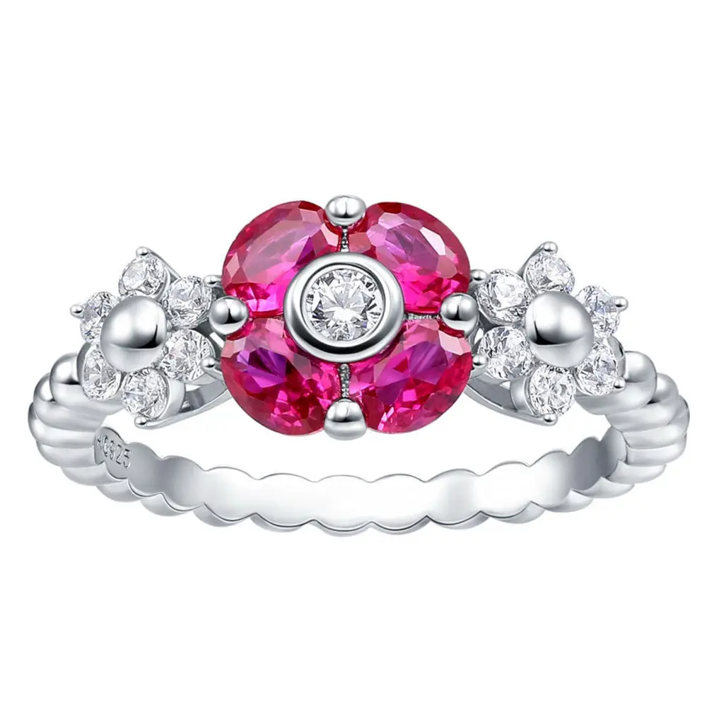 SONGYUN 925 Sterling Silver Rings High Carbon Gemstones Jewelry Red Corundum Ring Women Ring Band s925 Fine Jewelry