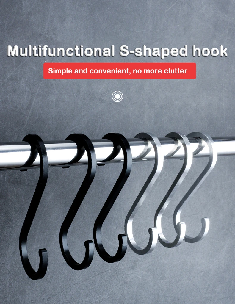 12pcs S Hook Kitchen Organizer Pot Rack Garden Hanging Clasp Bags Clothes Towel Closet Rod Hanger Hooks S-Shape