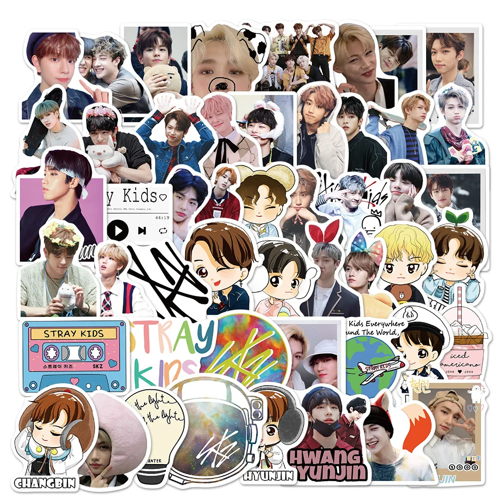 100PCS Stray Kids KOREA Kpop Stickers DIY Stickers Scrapbooking Phone Luggage Skateboard Decorative Waterproof Decals