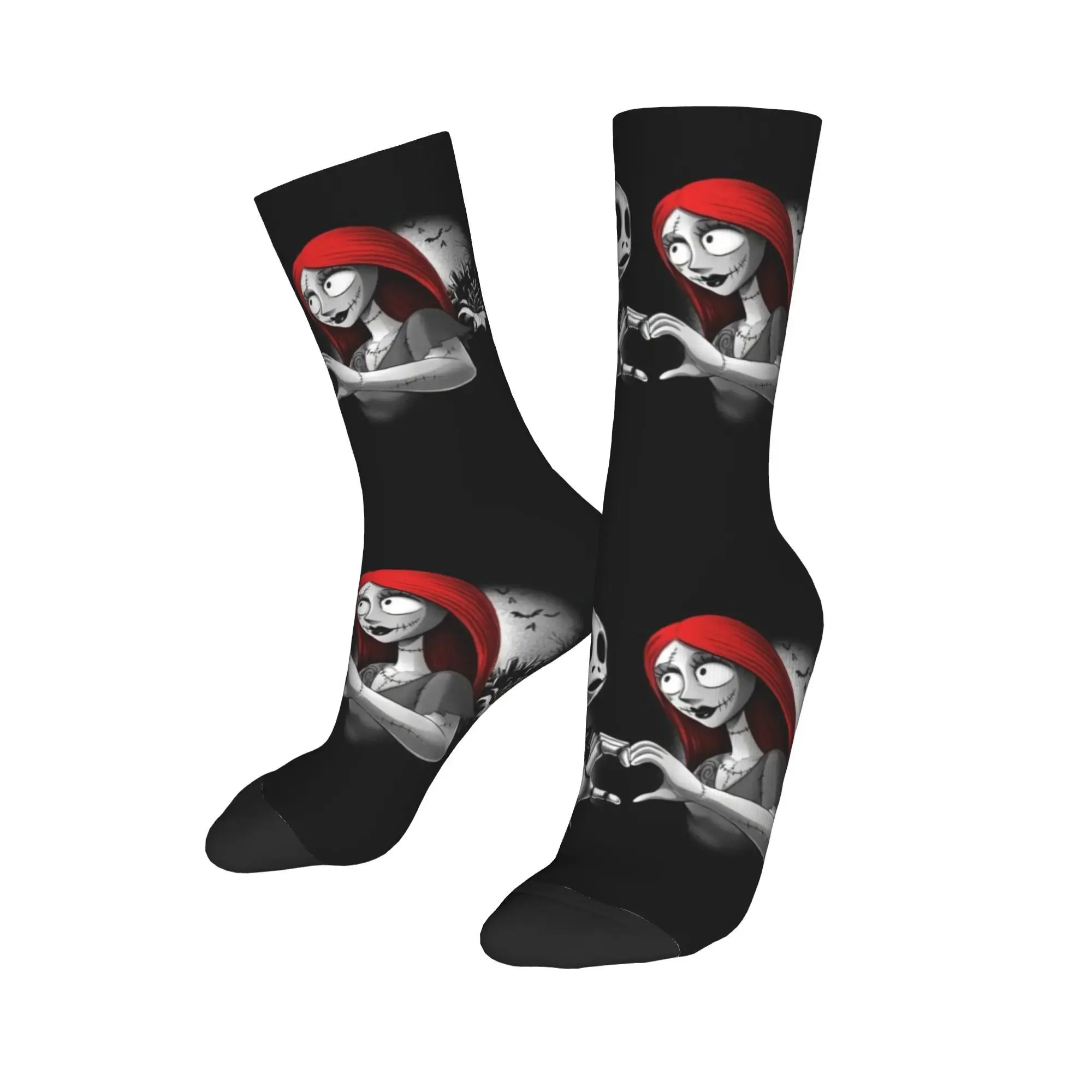 Custom Halloween Jack Skellington Sally Men Women Crew Socks Unisex Kawaii 3D Print  Dress Socks