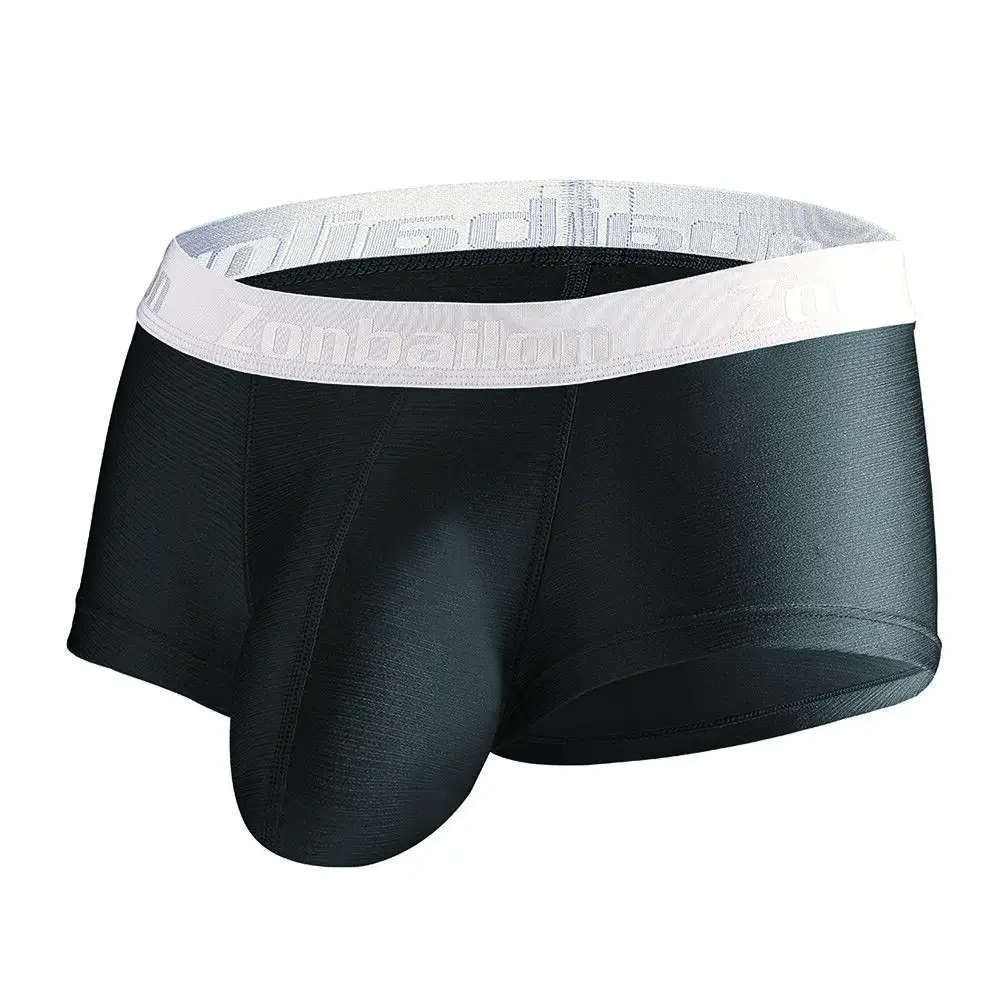 Jinshi Mens Short Leg Ball Pouch Tagless Silk Trunk Sexy Bulge Enhancing Pouch Underwear Boxer Briefs Pack
