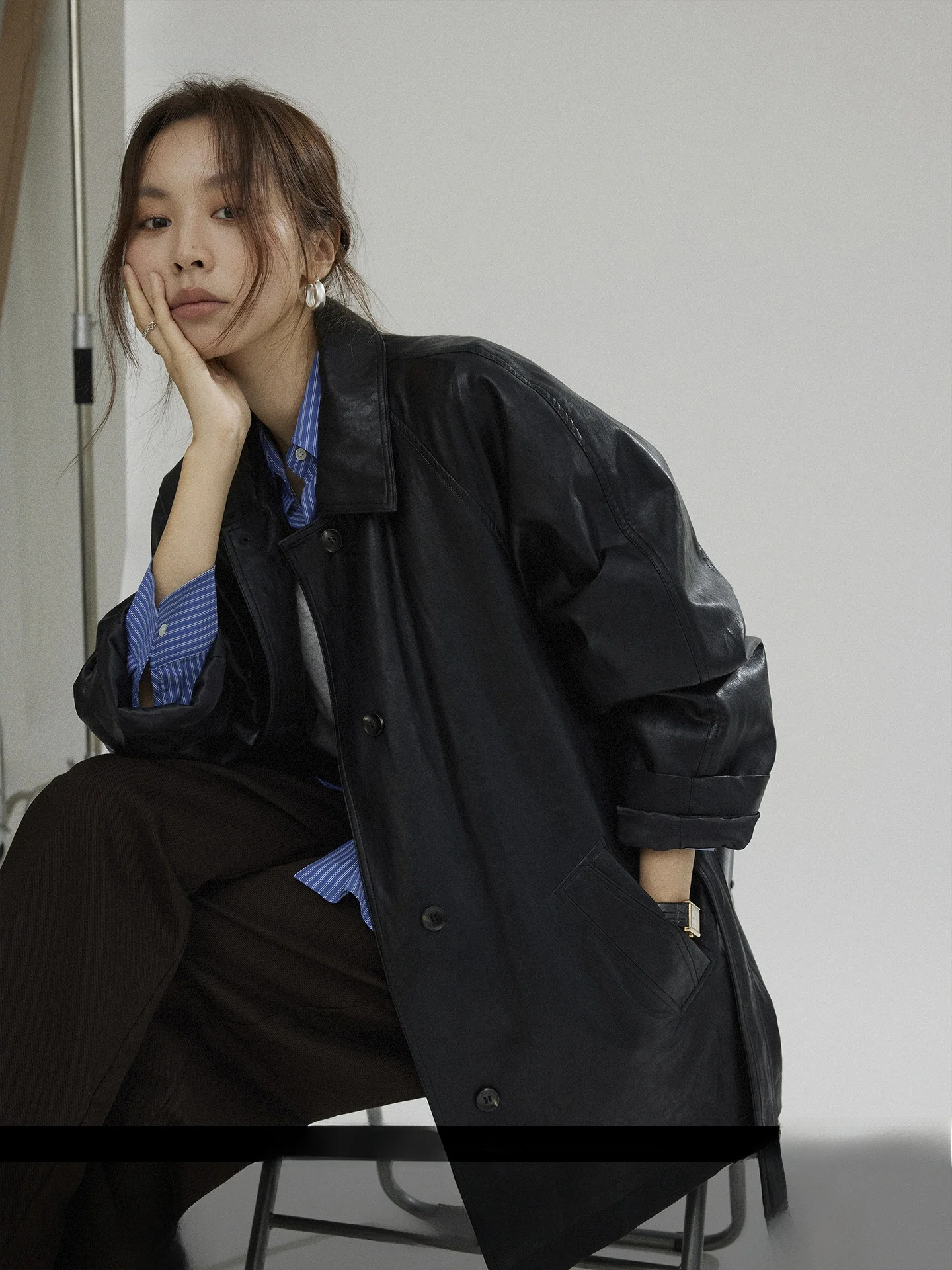 

Женская кожаная куртка Joli с длинным поясом, свободного кроя, повседневная, высокого качества, верхняя одежда для осеннего сезона, новинка, стильная, для работы и повседневной носки