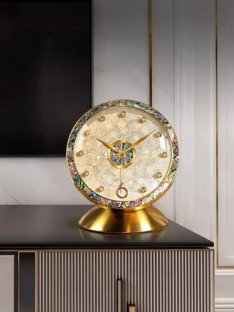 Shell Clock Living Room New Clock Display Desktop Ornament Light Luxury High Sense Clocks Home Decoration Crafts Reloj De Mesa
