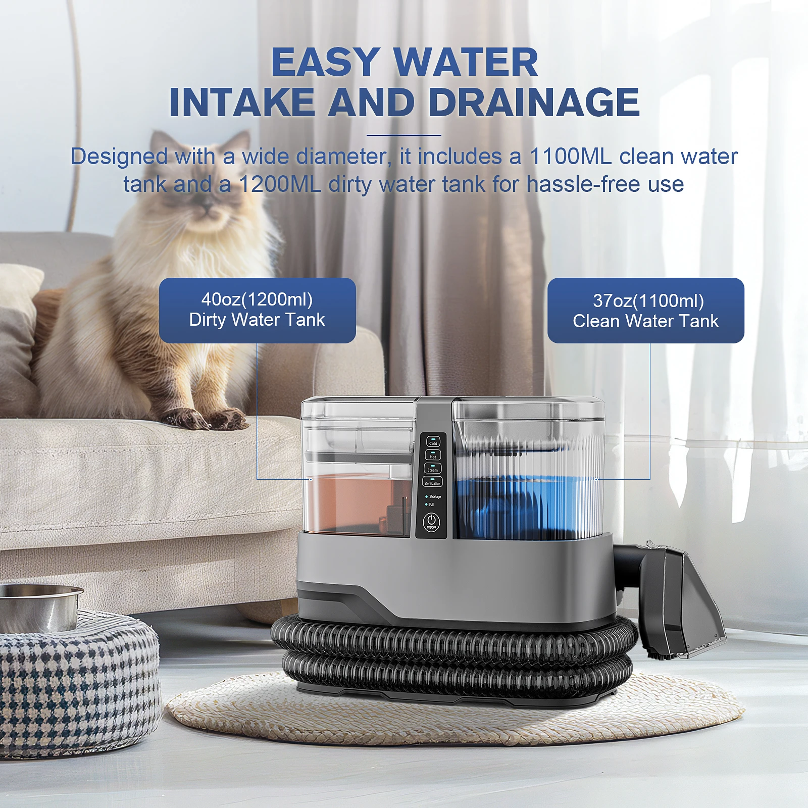 Homeuse Intelligent Fabric Deep Cleaning Steam Cleaner High-Temperature Suction Washing Integrated for Sofa and Carpet Cleaning