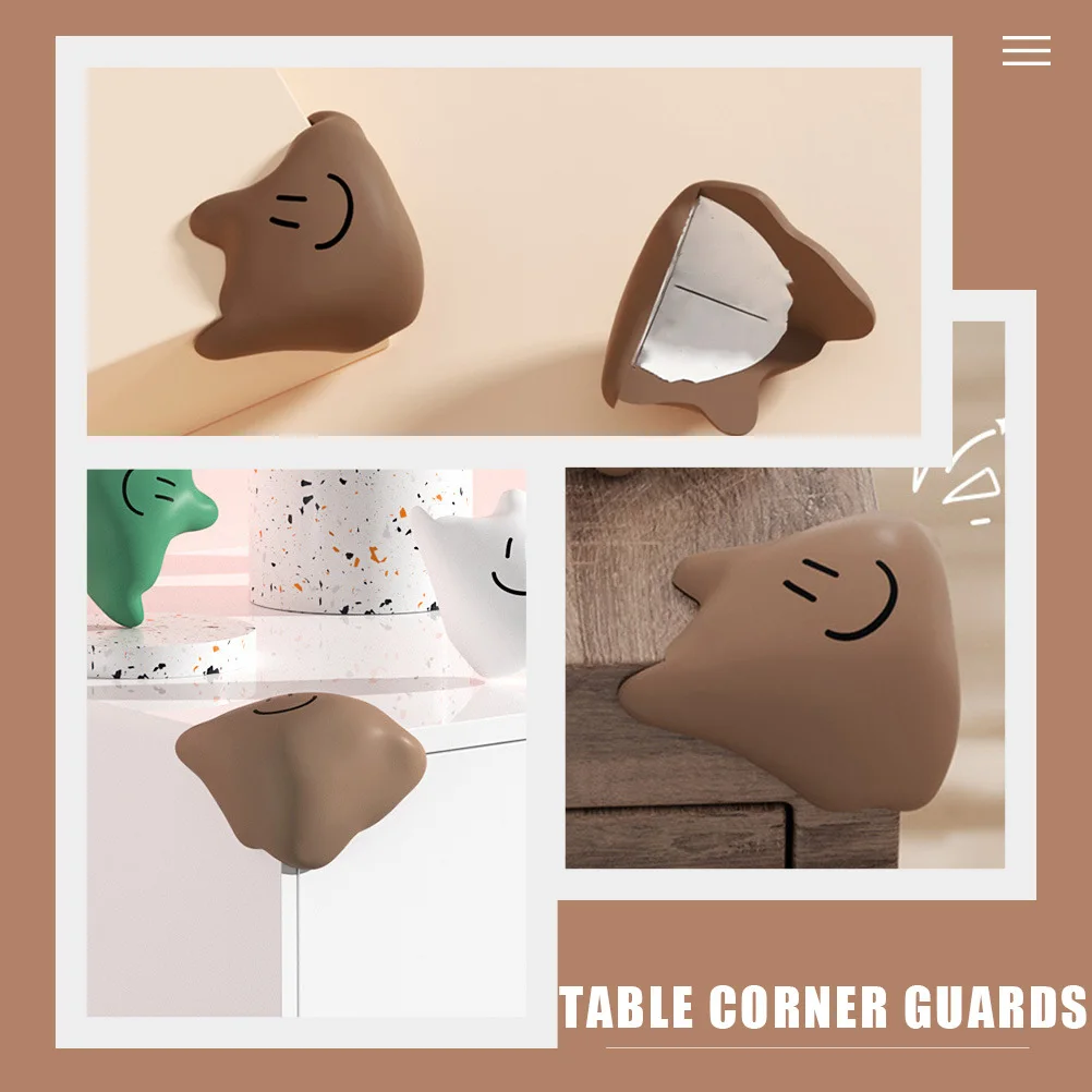 4 قطعة المضادة للتصادم ركن الحرس سيليكون واقيات زوايا الطاولة لسلامة الطفل الأثاث حواف إطار السرير رف الكتب القهوة