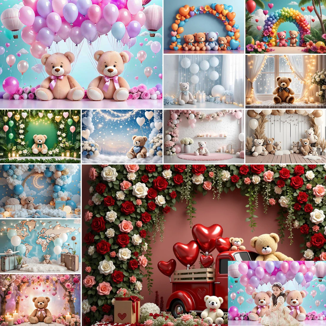 

MOON.QG First Birthday Backdrop For Baby Girl 1St Birthday Photography Background Star Bear Boy One Year Rainbow Birthday