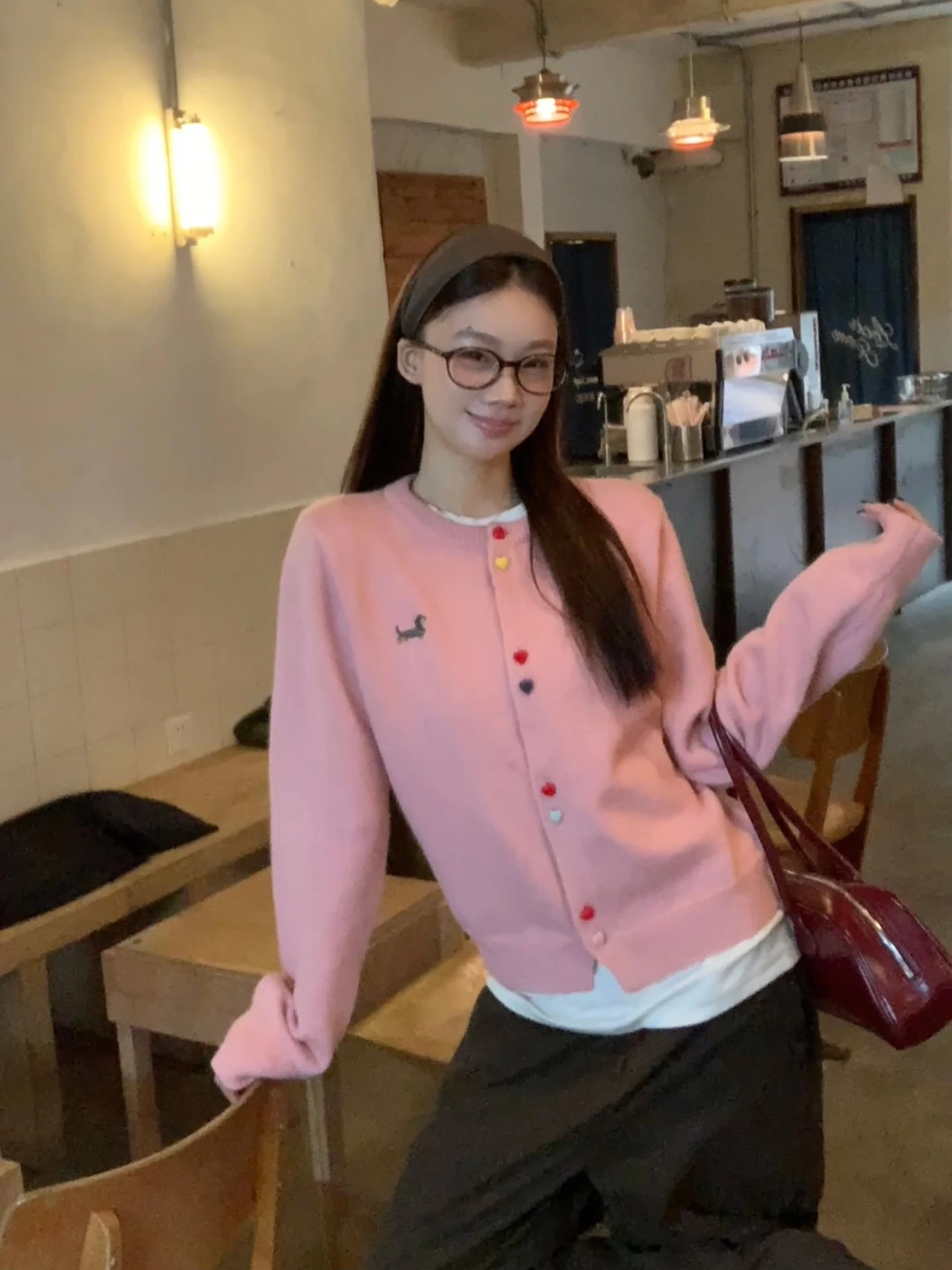 Cárdigan Abierto de Punto Rosa para Mujer, Top de Manga Larga para Invierno, Suéter Único y Hermoso, Chaqueta de Corte Recto,...