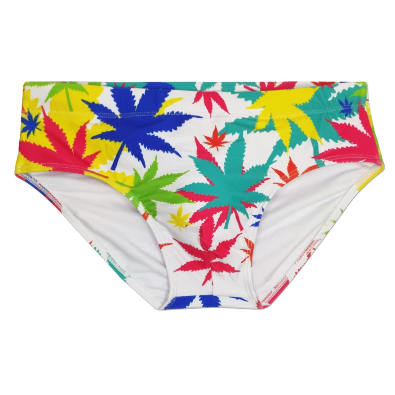 

Hot Colored Leaves Bikini Swimwear Men Swimming Briefs Sexy Push Up Pad Male Swimsuit Man Swim Trunk UXH Beach Surf Sport Suits