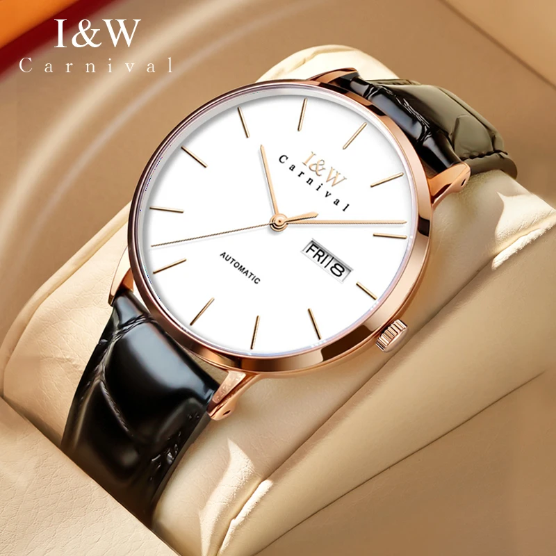 

Carnival High-end Series I&W Brand Luxury NH36A Movement Mechanical Watch Fashion Leather Calendar Sapphire Glass Mens Watches