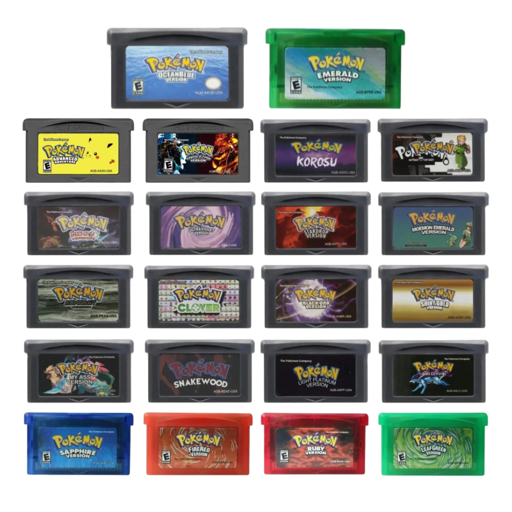 22 verschiedene Pokémon GBA-Spielmodule: FireRed, LeafGreen, Ruby, Sapphire, Emerald, Snakewood, Clover für Game Boy GBA / GBA SP / NDS / NDSL – Detail 1