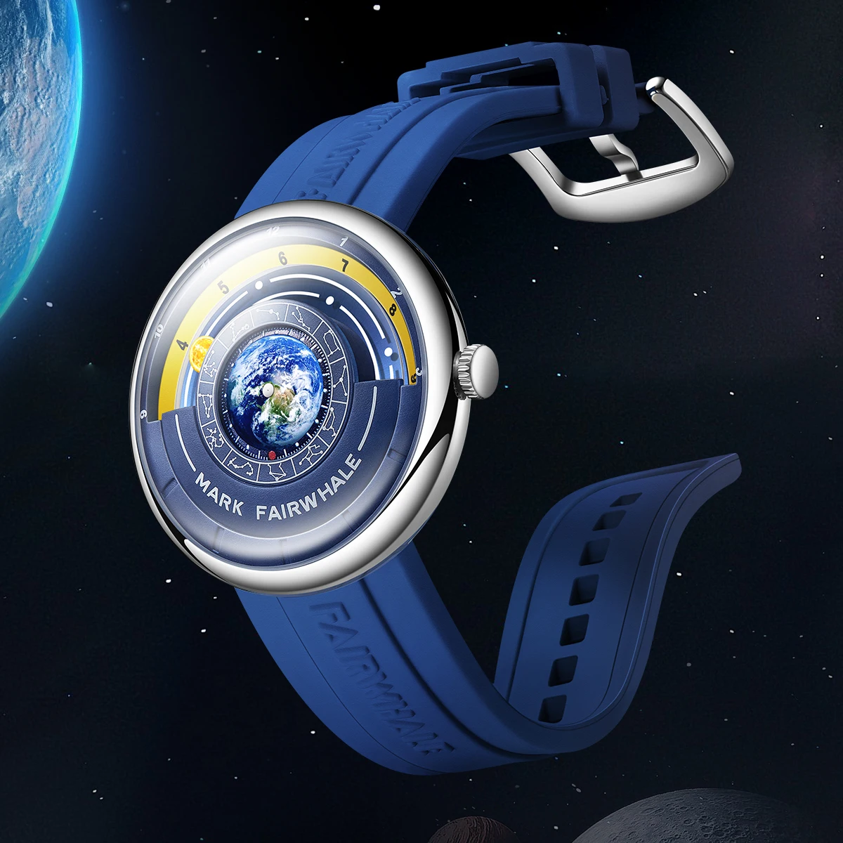 Mark Fairwhale  Earth Constellation Dial Design Fashion Quartz Men's Wristwatch Waterproof Business Watch for man reloje hombre