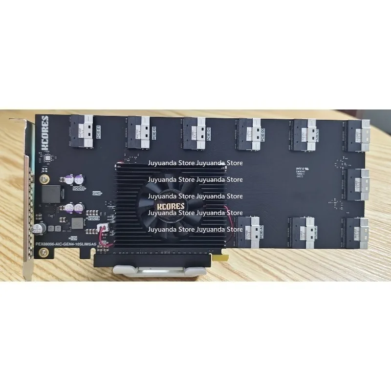 

Карта расширения PCIe 4.0 с 10 портами SFF-8654 8i U.2 NVMe для графических карт и ИИ