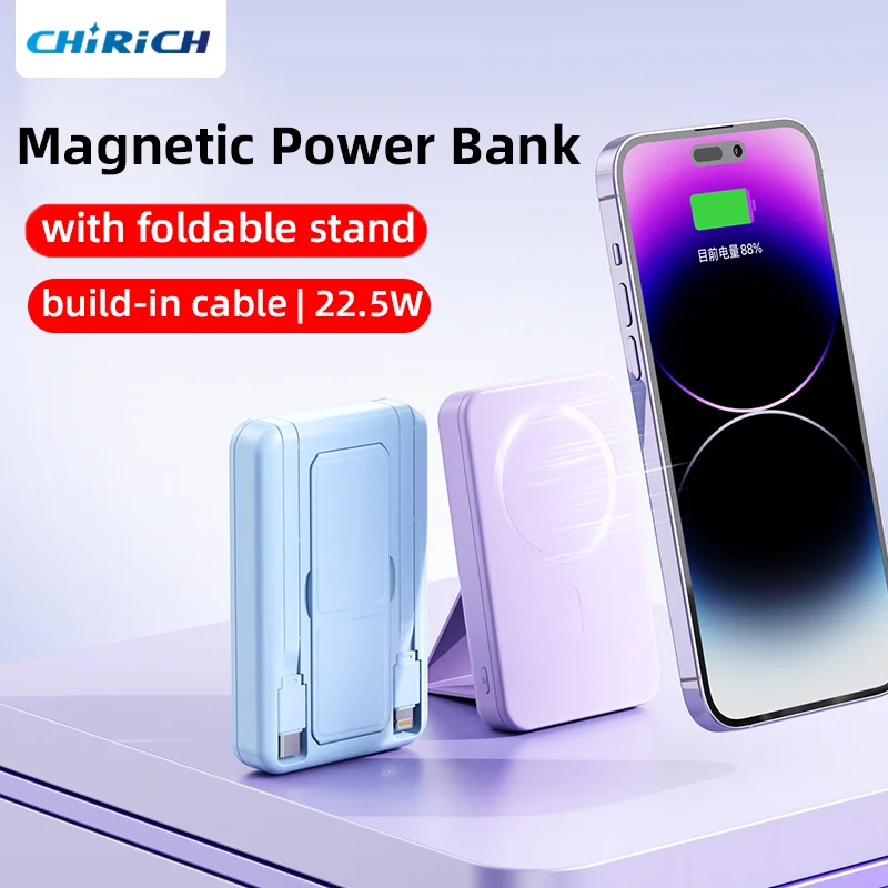 

10000mAh Portable Power Bank Magnetic Wireless External Spare Battery USB C PD20W Powerbank For Magsafe iPhone 15 Samsung Xiaomi