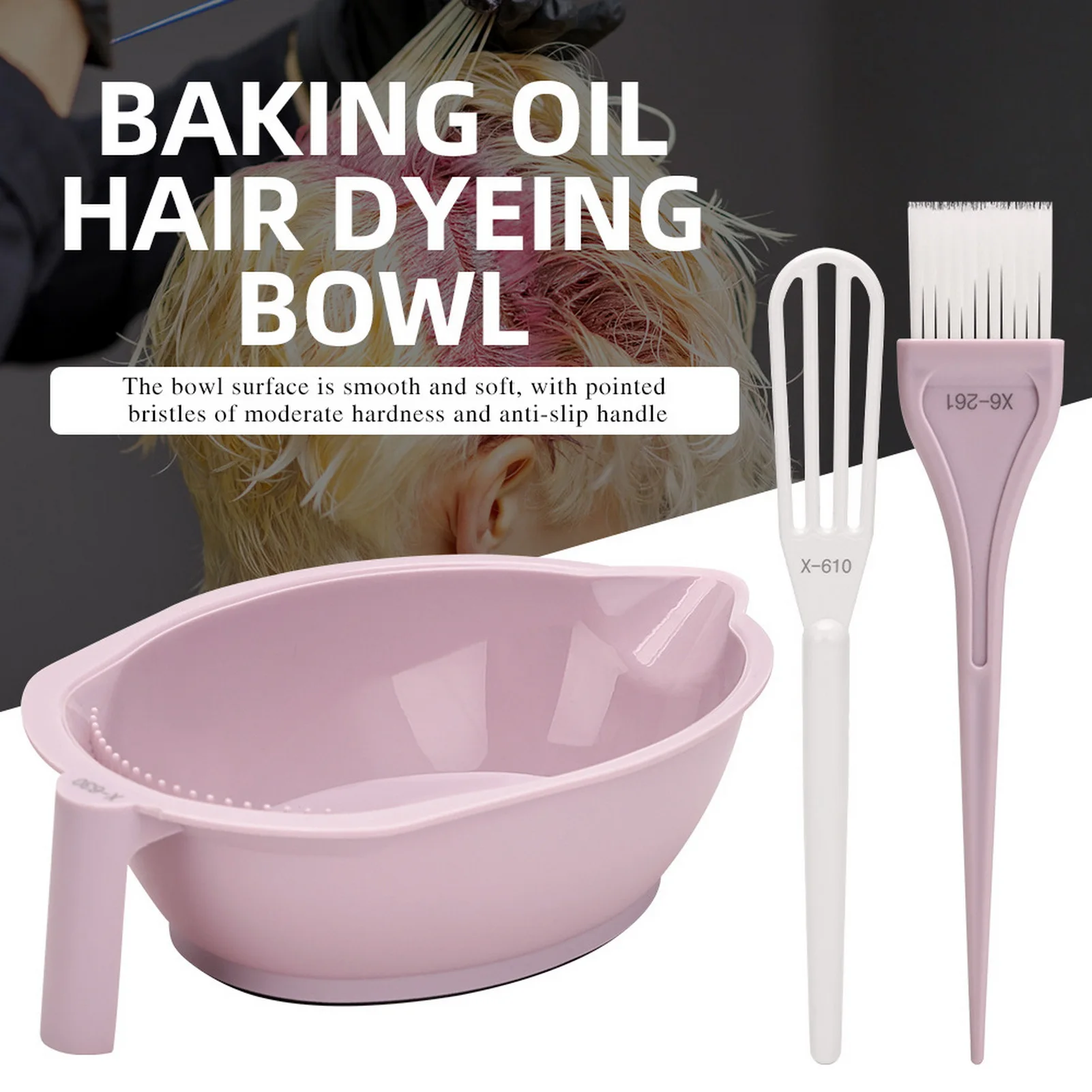 PP Hair Dye Mixing Bowl Set With Brush Tools Chemical Resistant 300ml Non Slip Base Easy Clean Kit For Salon and Home Use
