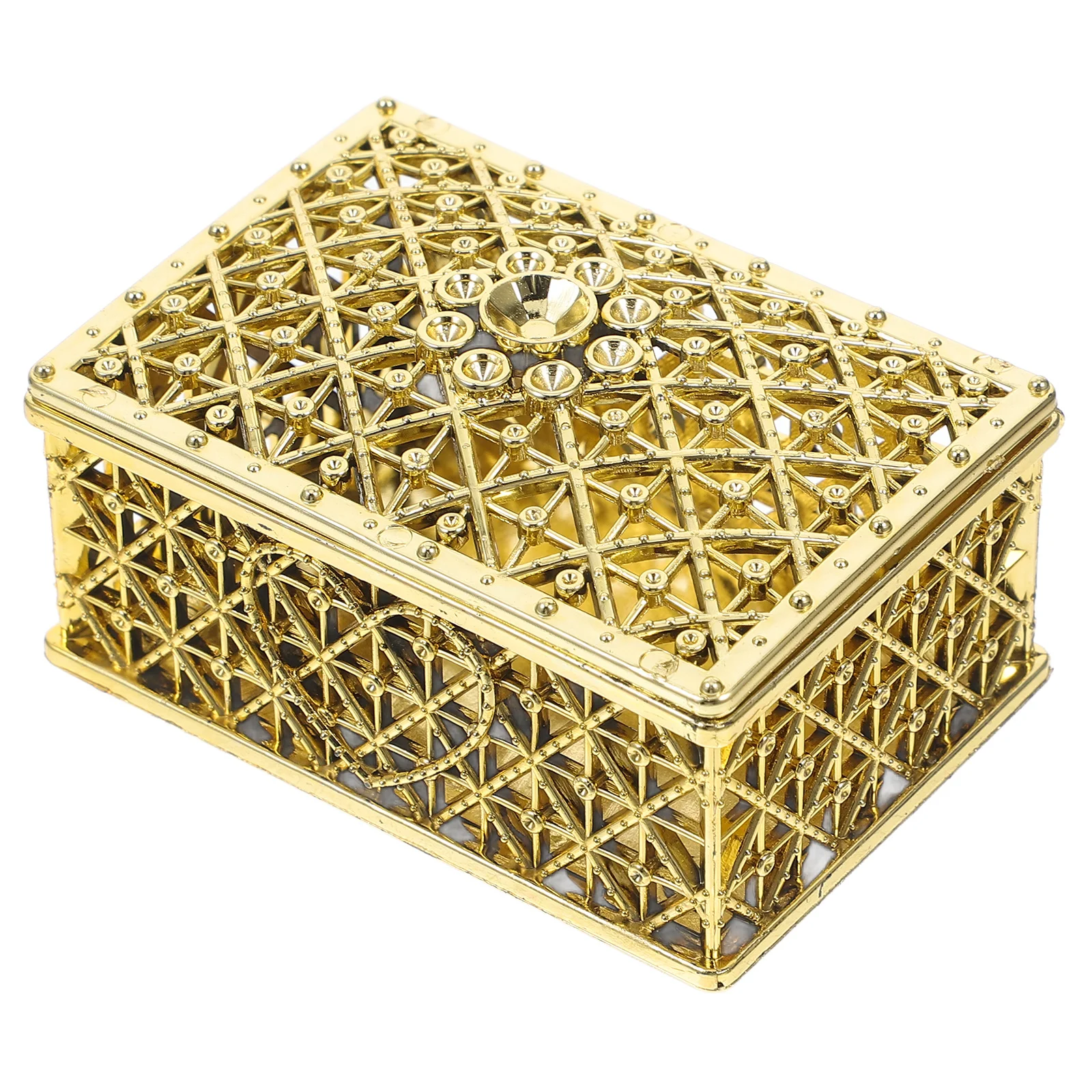 

Electroplated Jewelry Box Rectangular Hollow Candy Design Treasure Chest Style Decorative Storage For Rings Earrings Necklaces