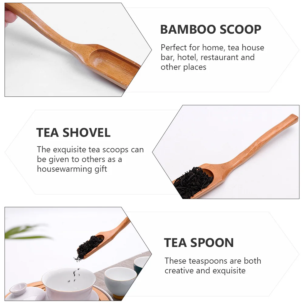 

6pcs Bamboo Shovels Long Handle Scoops For Loose Leaf Scented Tea Curved Design Practical Tea Spoon Set Accessories