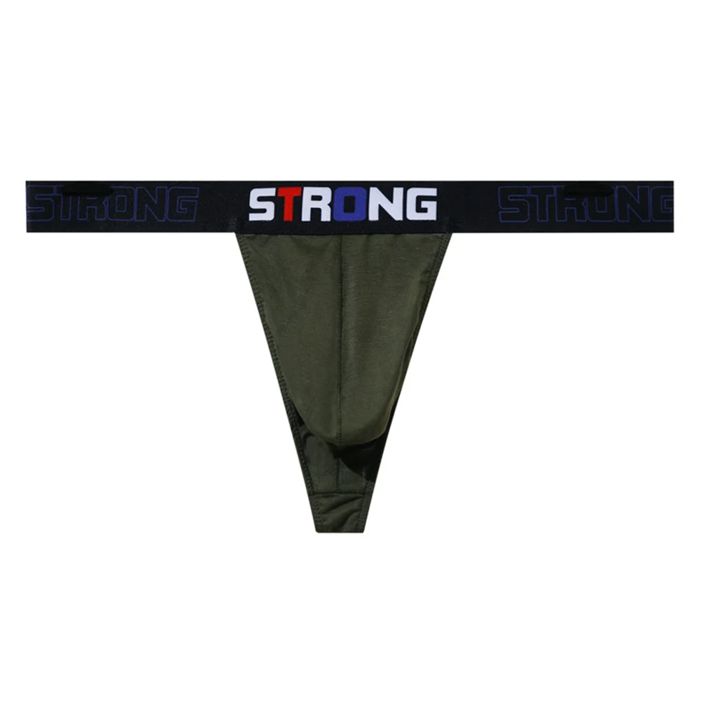 Men Sexy Elastic Low Waisted Breathable G-String Briefs Thong Lingerie Underwear Bikini Underpants Panties Solid Male Thongs