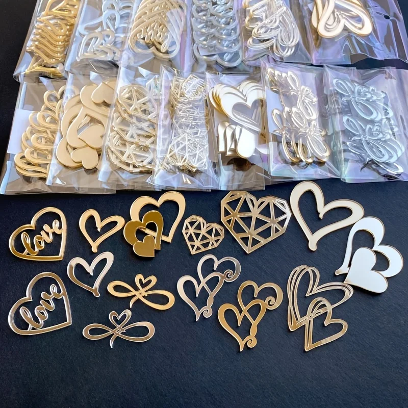 5/10/20 piezas aleatorias de decoraciones para pasteles en forma de "corazón", decoraciones para tarta de boda, decoraciones para tarta de boda