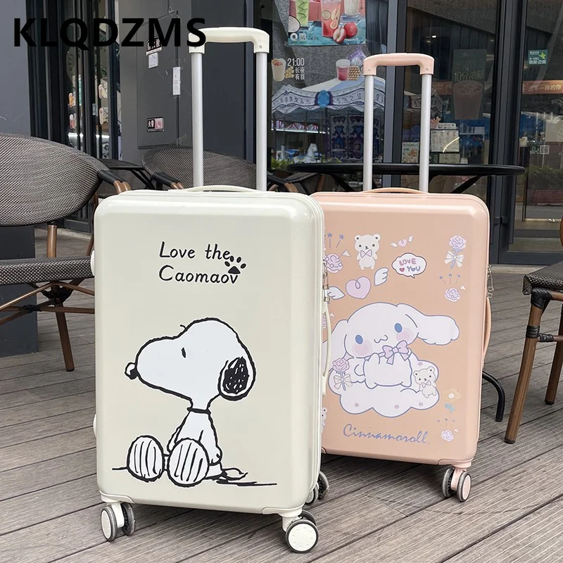 KLQDZMS Cute Cartoon 20"22"24"26"28 Inch Children's Luggage Large-Capacity Storage Trolley Case Unisex Cabin Suitcase