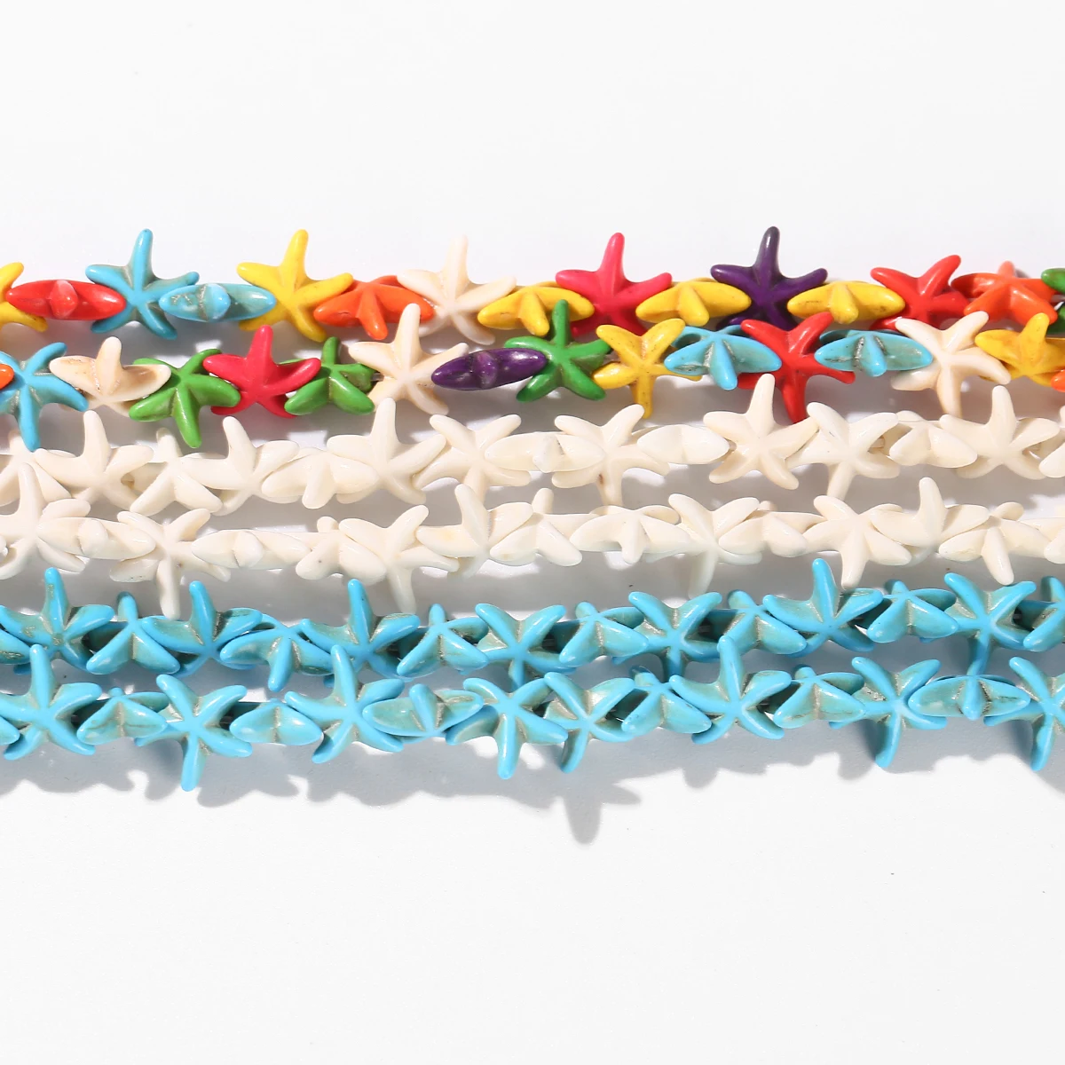 1 brin de perles turquoises colorées en forme d'étoile de mer, perles d'espacement amples pour la fabrication de bijoux, accessoires de boucles d'oreilles, breloques