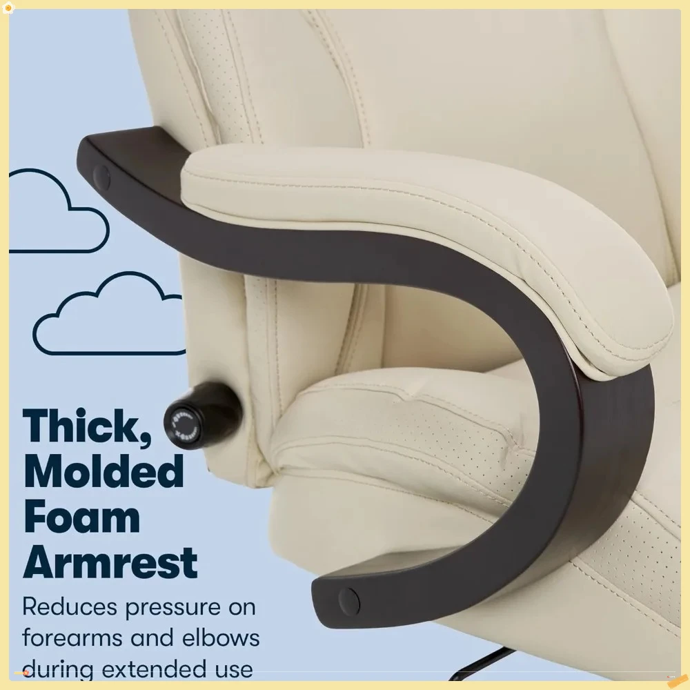 Kursi Kantor Eksekutif Besar & Tinggi, Ergonomis dengan Sandaran Tinggi dan Penyangga Lumbar yang Dapat Disesuaikan, Bantal Semi Mewah dan Bantal Tubuh