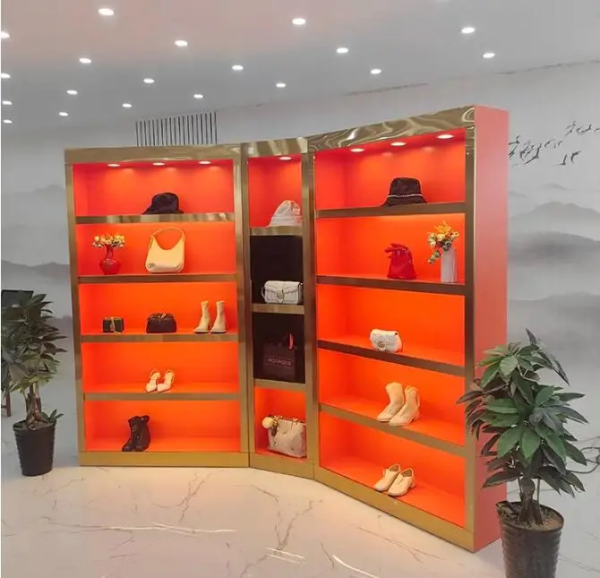 

Bag display rack women's famous brand bag high-end luxury showcase shoes clothes live cabinet