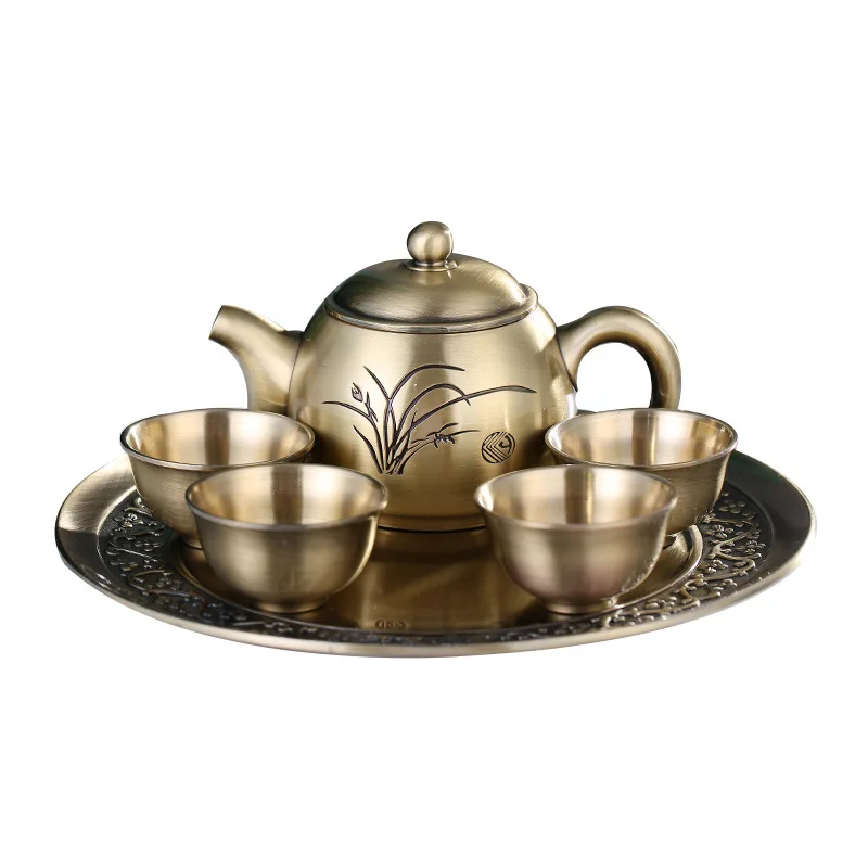 

High-end European bronze tea set, alloy household creative exquisite and convenient tea set, teapot small set gift box