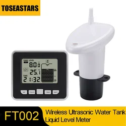 Wireless Ultrasonic Water Tank Liquid Level Meter With Temperature Sensor Water Level Time Display Low Battery Indicator FT002