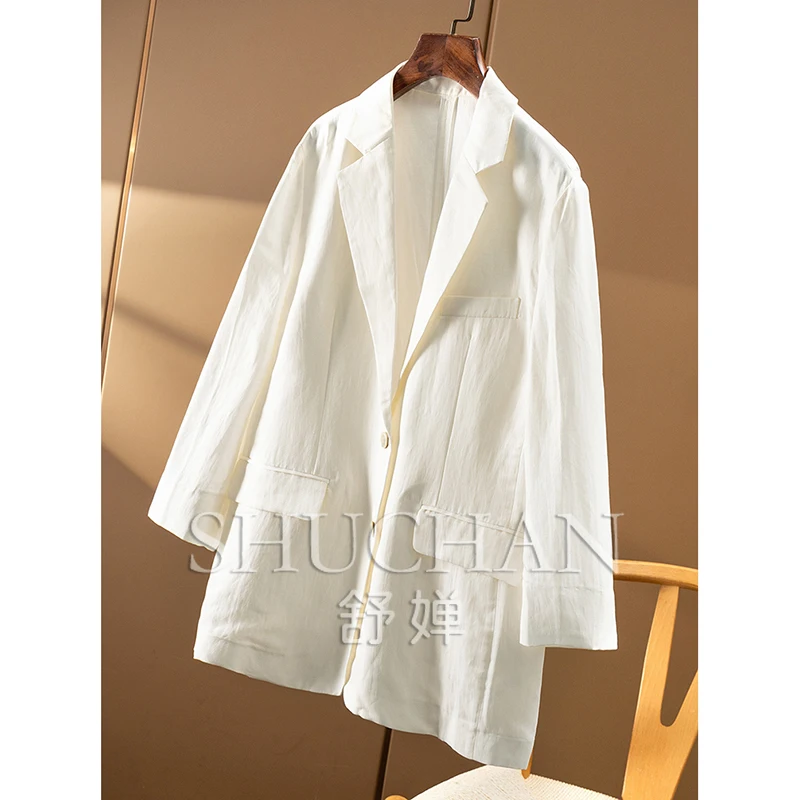 Comfort, Early Autumn High-quality Cabinet with Linen Long-sleeved Blazer Women 90A8