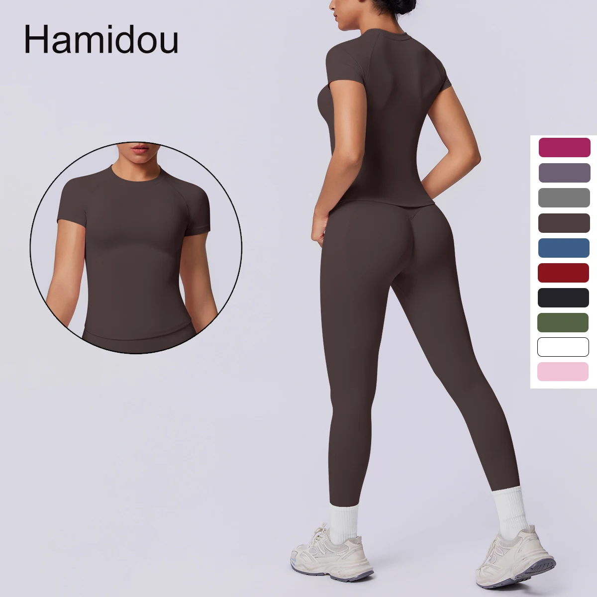 Seamless Knitted Sports Running Fitness Yoga Set Woman's Summer Gym Workout T-Shirt Legging Peach Buttocks Yoga Pants Yoga Set