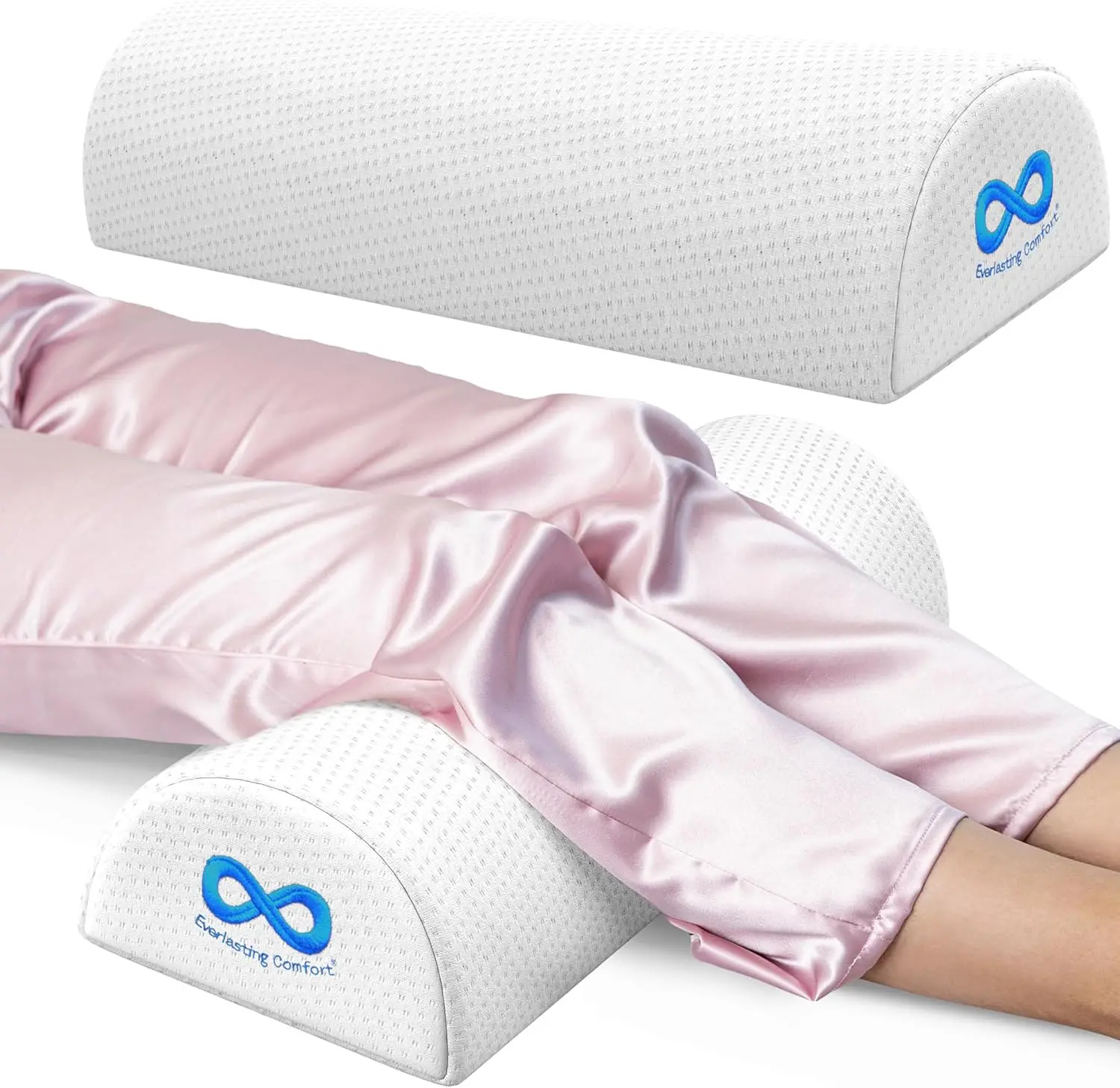 

Memory Foam Knee Pillow for Back Pain Relief - Ergonomic Half Moon Leg Bolster for Better Sleep