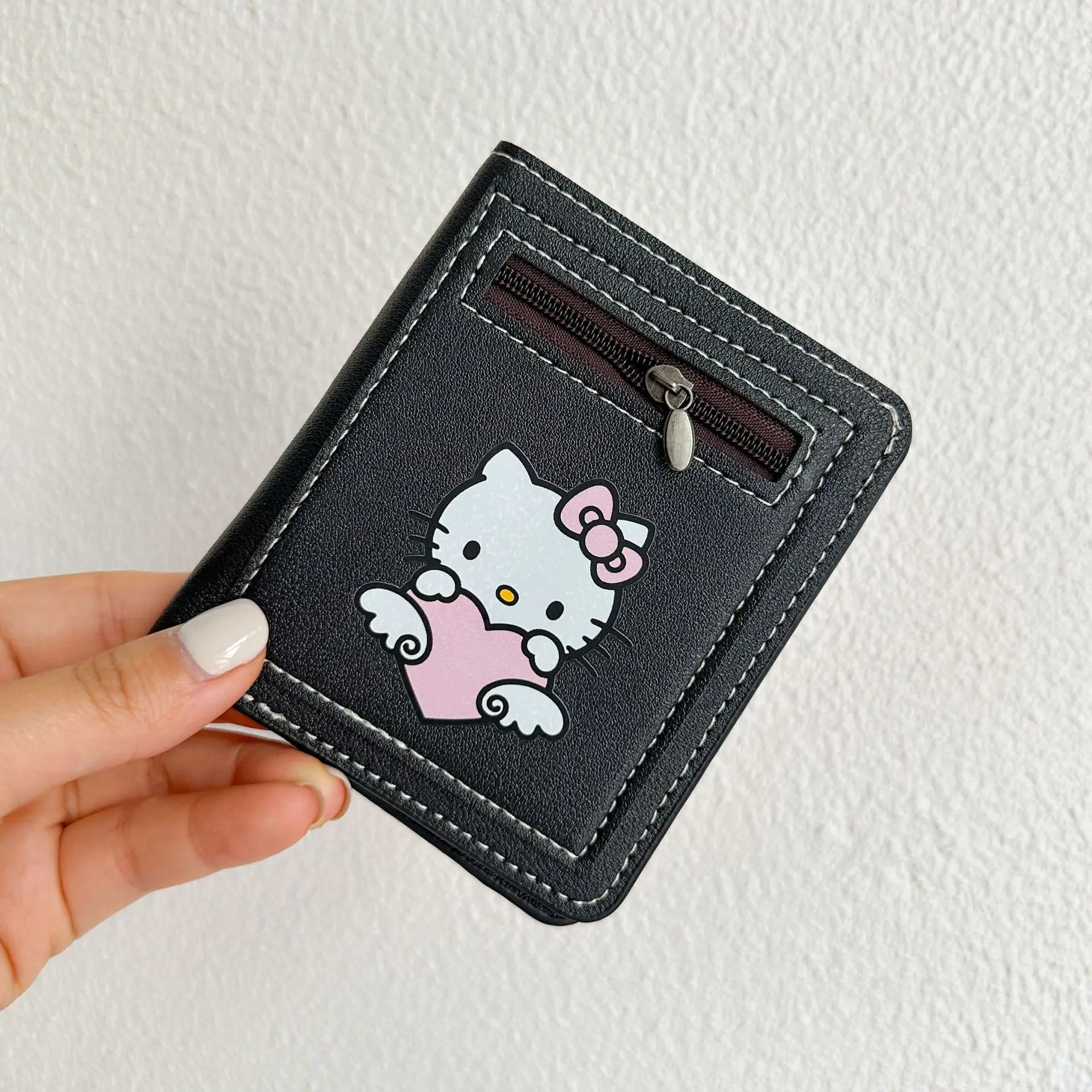 Retro Style Cute Sanrio Hello Kitty Y2K Pu Coin Purse Folding Multi Slot Card Bag Cartoon Lady Wallet Student Coin Purse Gifts