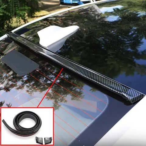 Kit de labio de techo para maletero trasero de coche con patrón, instalación sin perforaciones, alerón Universal de 1,5 M, estilo de coche, fibra de carbono 5D, negro brillante