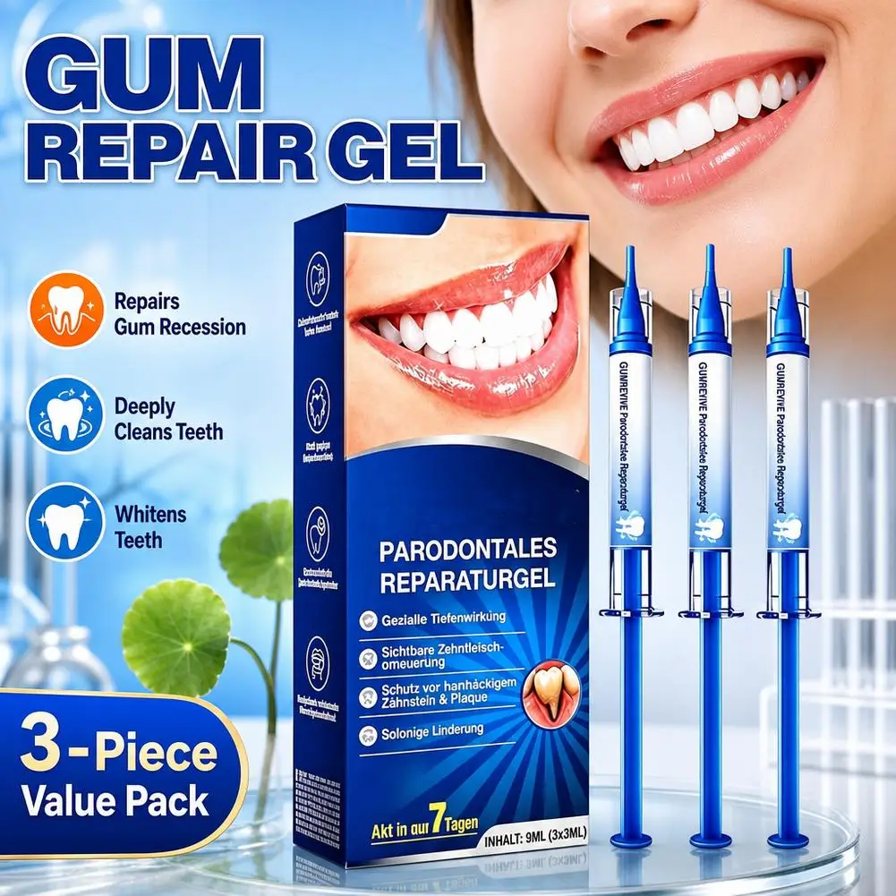 3 Pcs Oral Care Gel Syringes 9ml Total Blue Gum Relief Gel Syringe Applicator for Sensitive Teeth Plaque & Tartar Removal