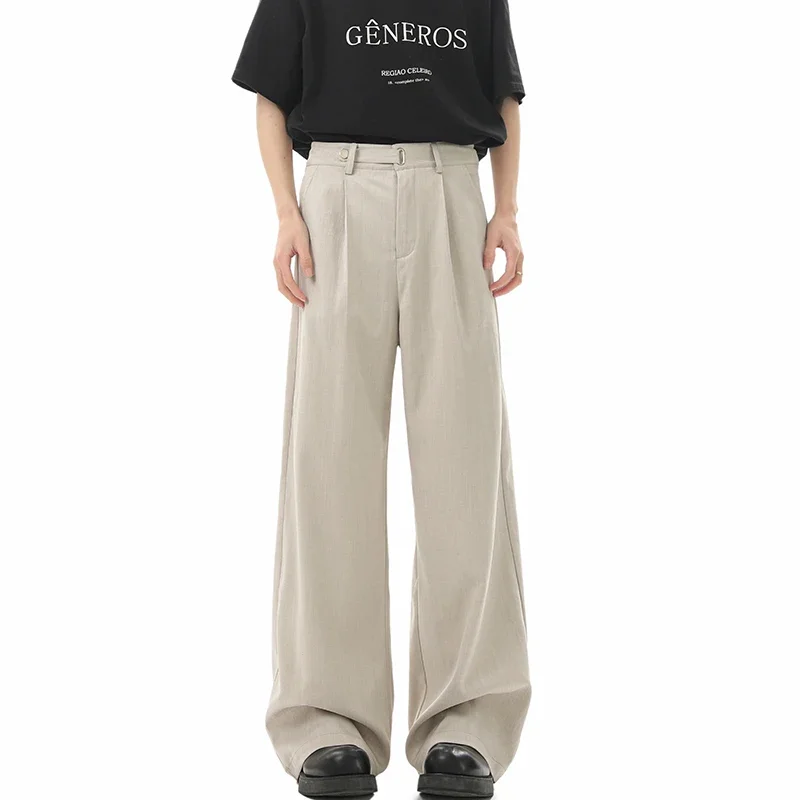 

Новые весенние повседневные брюки, корейские мужские брюки, прямые свободные спортивные штаны, мягкие модные драпированные тканые широкие брюки, длинные мешковатые брюки